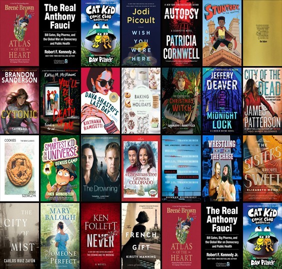 This week the Brentwood Public Library has 12 new bestsellers, four new movies, one new music CD, three new children's books, and seven other new books. New items include "Atlas of the Heart: Mapping Meaningful Connection and the Language of Human Experience", "The Real Anthony Fauci: Big Pharma's Global War on Democracy, Humanity, and Public Health", and "Cat Kid Comic Club #2: From the Creator of Dog Man". See http://wowbrary.org/nu.aspx?in&p=239-266