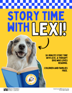 Story Time with Lexi, a therapy dog from C.H.A.M.P.